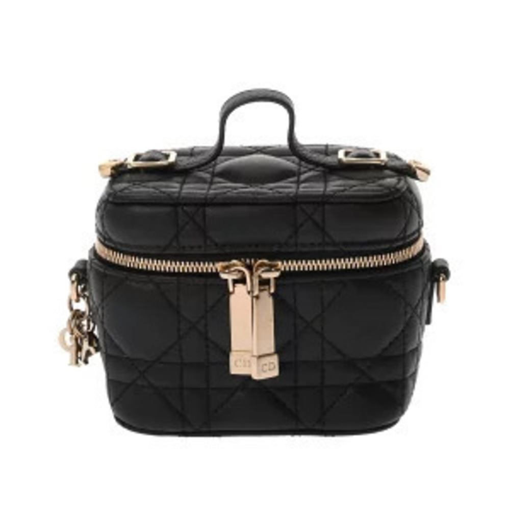 Christian Dior Vanity Bag Lambskin Handbag Black